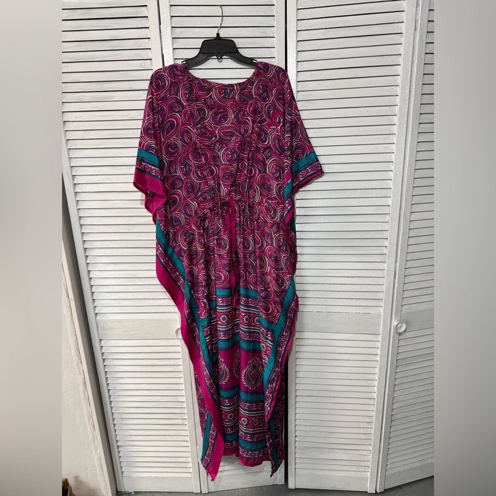 Elegant Pink and Green beach Dress